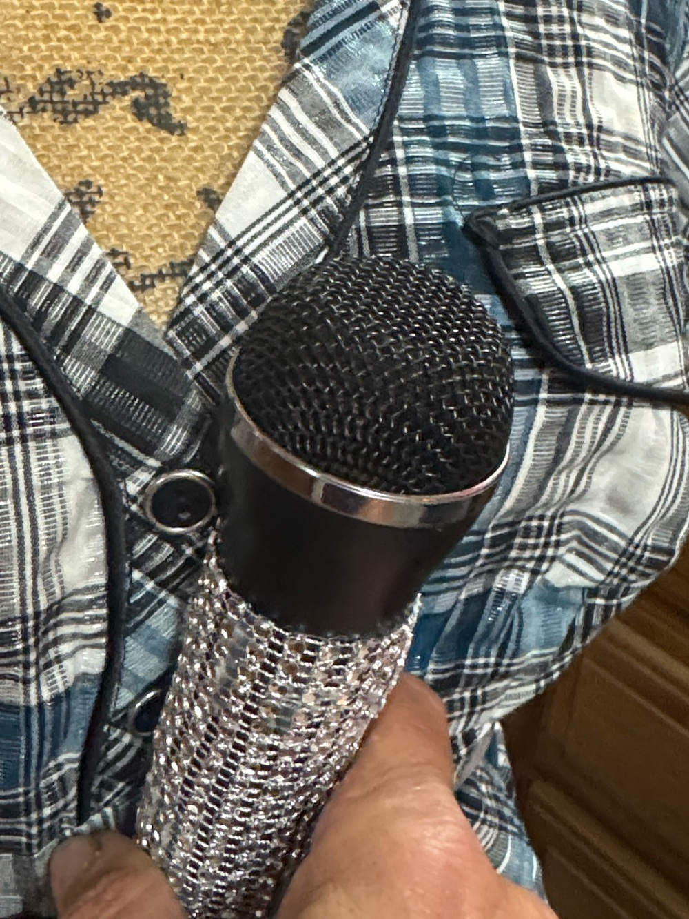 Black and Silver Rhinestone Microphone